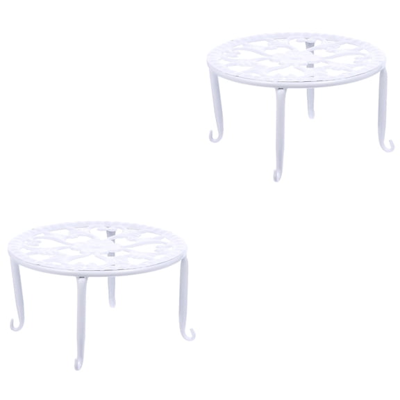 Set of 2 Decorative Tray Plant Holders for Potted Flowers, Flowerpot Stand Base for Home and Garden