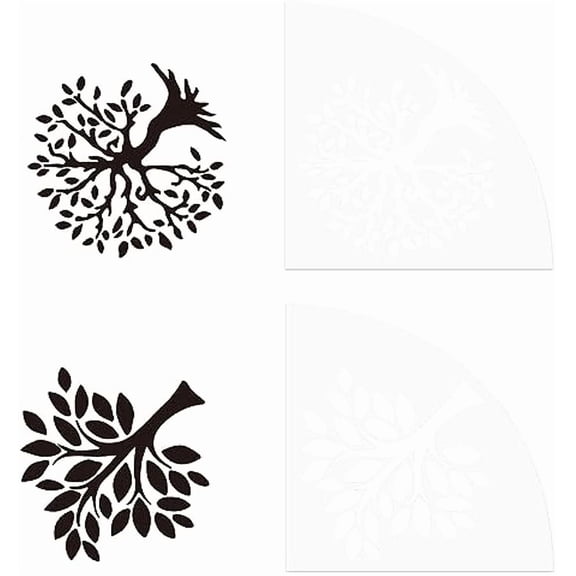 2 Pcs Tree of Life Acrylic Sleeve Stencil Plastic Painting Stencil Reusable Art Templates Print Template Reusable Bleached Shirt Acrylic Sleeve Stencil for DIY Art Craft Clothes Decor
