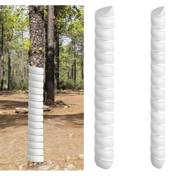 2 Pcs Tree Trunk Protector,Happon 2 Size Plastic Spiral Tree Guard,Tree Bark Protector Tube Tree Wraps to Protect Bark Tree Saplings from Deer Cats Rodents Rabbit Mowers (White)
