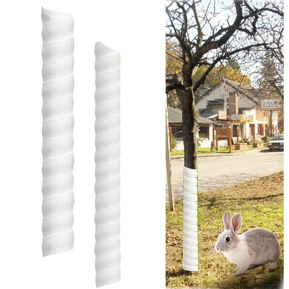 2 Pcs Tree Trunk Protector-NOGIS 2 Size Plastic Rotate Tree Guard-Tree Bark Protector Tube Wraps to Protect Saplings Plants from Deer Rabbit Cats Rodents Mowers (White)