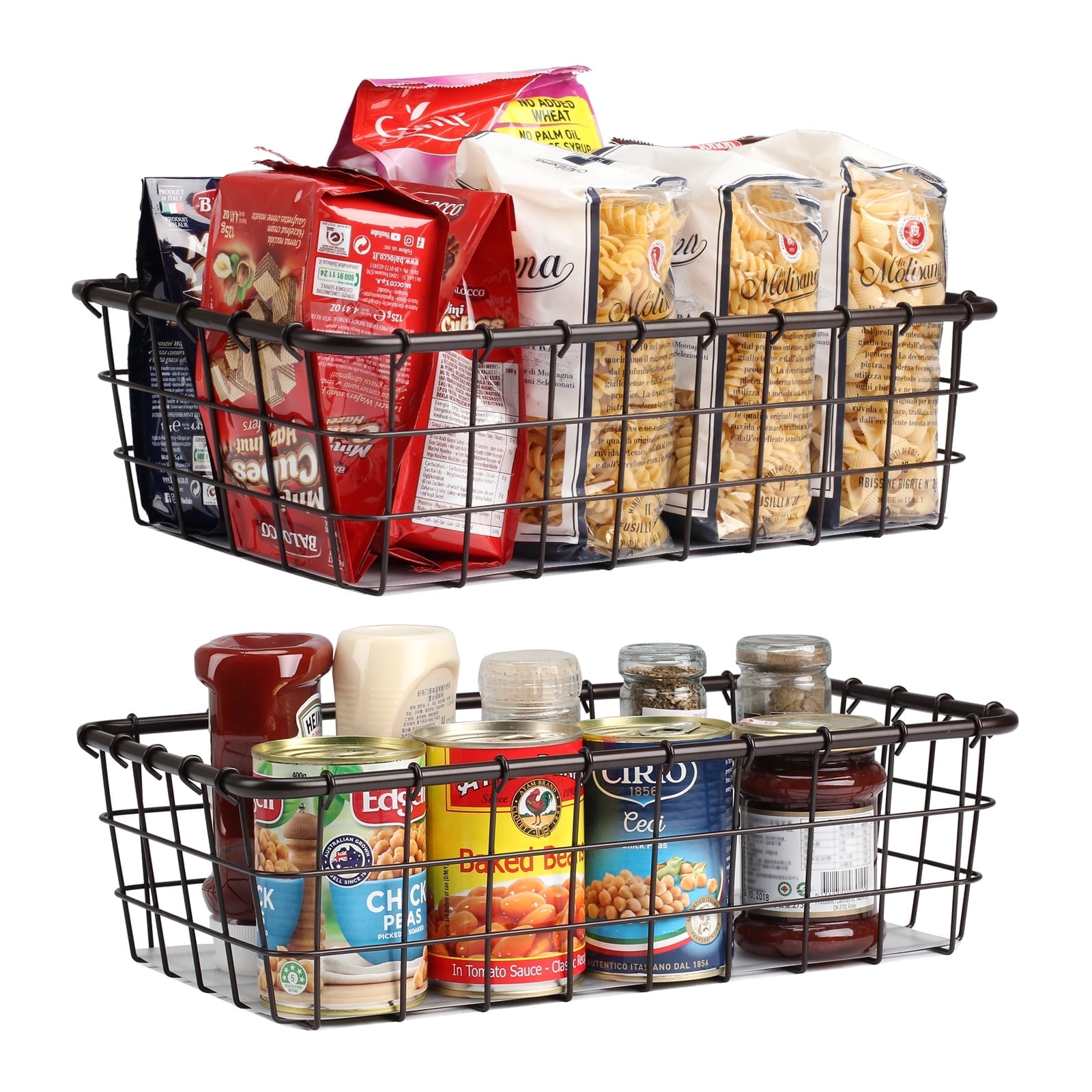 2-Pcs TreeLen Wire Storage Baskets, Metal Storage Organizer Basket for Home Office Kitchen