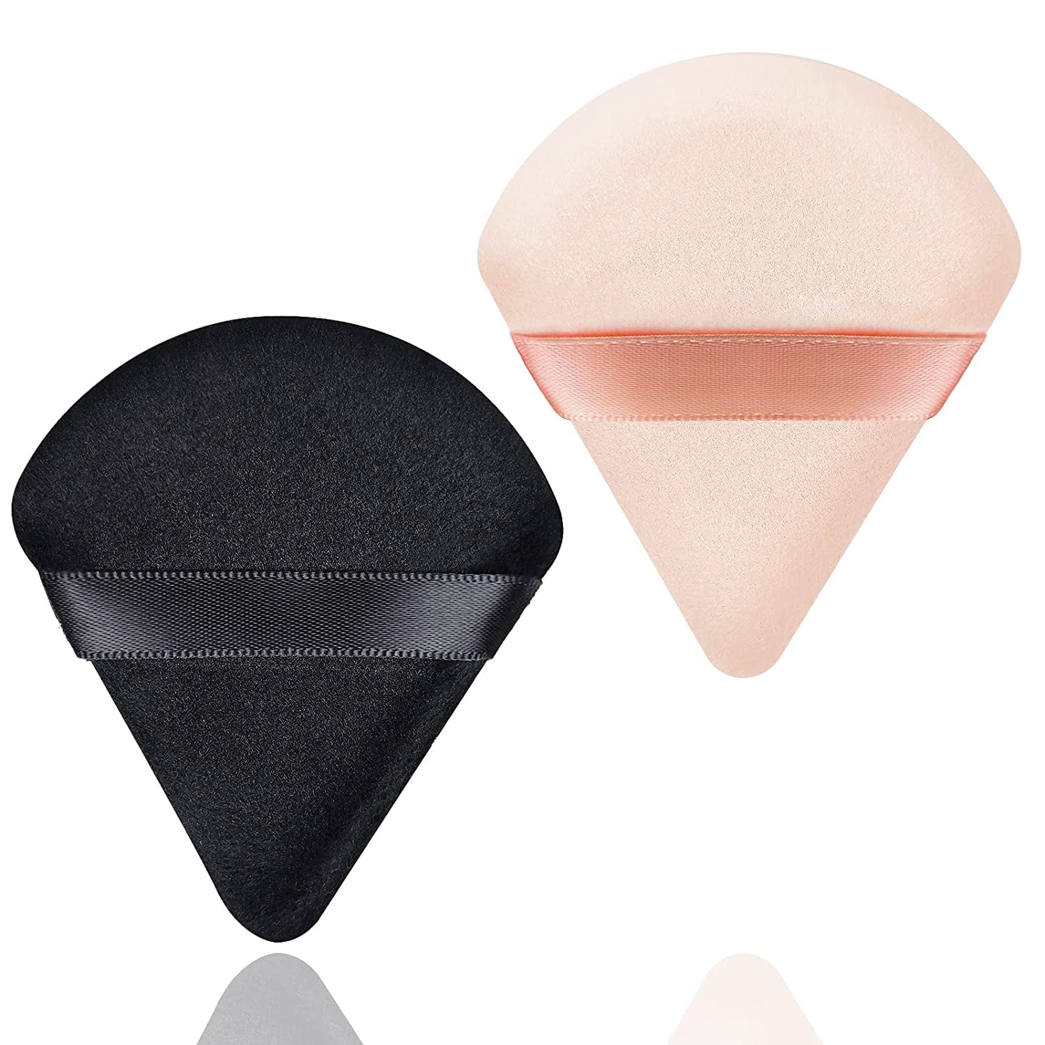 2 Pcs Triangle Makeup Powder Puff for Face Powder Soft Triangle Velour Powder  Puff Reusable Triangle Powder Pad Pressed Applicator for Under Eyes and  Face Corners Loose Setting Powder (Black & Pink) 