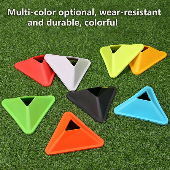 2 Pcs Triangle Marker Discs Bright Colors Triangle Shape Wear-resistant Multipurpose Eye-catching Football Training with Hole Sturdy Soccer Roadblocks Football Training Supplies