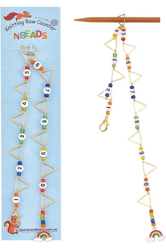 2 Pcs Triangle Ring Knitting Row Counter Chains Alloy Enamel Rainbow Pendant Stitch Marker with Zinc Alloy Lobster Claw Clasp for Knitting Crochet Tracking Project Progress diy Colorful