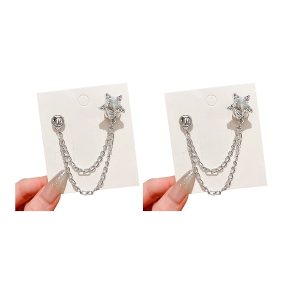 2 Pcs Trouser Hem Clips,Metal Star Butterfly Heart Faux Pearl Pant Cuff Clips with Adjustable Chains,Decorative Pin Fastener for Long Jeans,Sleeves,Clothing Accessories
