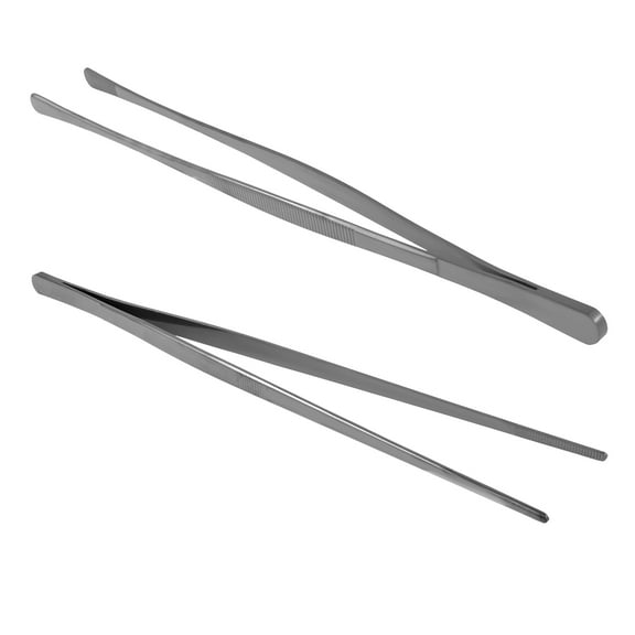 2 Pcs Tweezer Tongs for Cooking 12 Inches Kitchen Tweezers Tongs Stainless Steel Food Tweezers Professional Cooking Tweezers for BBQ Baking Serving Cleaning