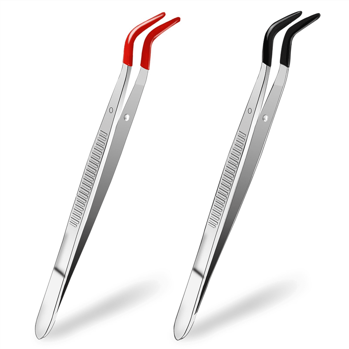2 Pcs Tweezers Curved Rubber Tips Craft for Crafts