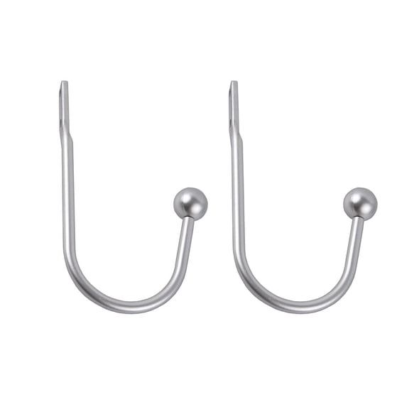 2 Pcs U-Shaped Curtain Hooks with Ball Finial, Metal Window Drapery Tiebacks, Heavy-Duty Metal Decorative Window Drapery Holders for Living Room, Bathroom, 6.1 Inch, Silver