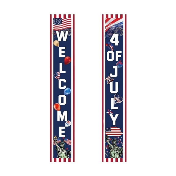 2 Pcs US 250 Door Banners — 4th of July Decorations — Porch Railings, Fence Lines & Garage Doors, perfect for Summer BBQ Parties and USA Pride celebrating classic Americana Style