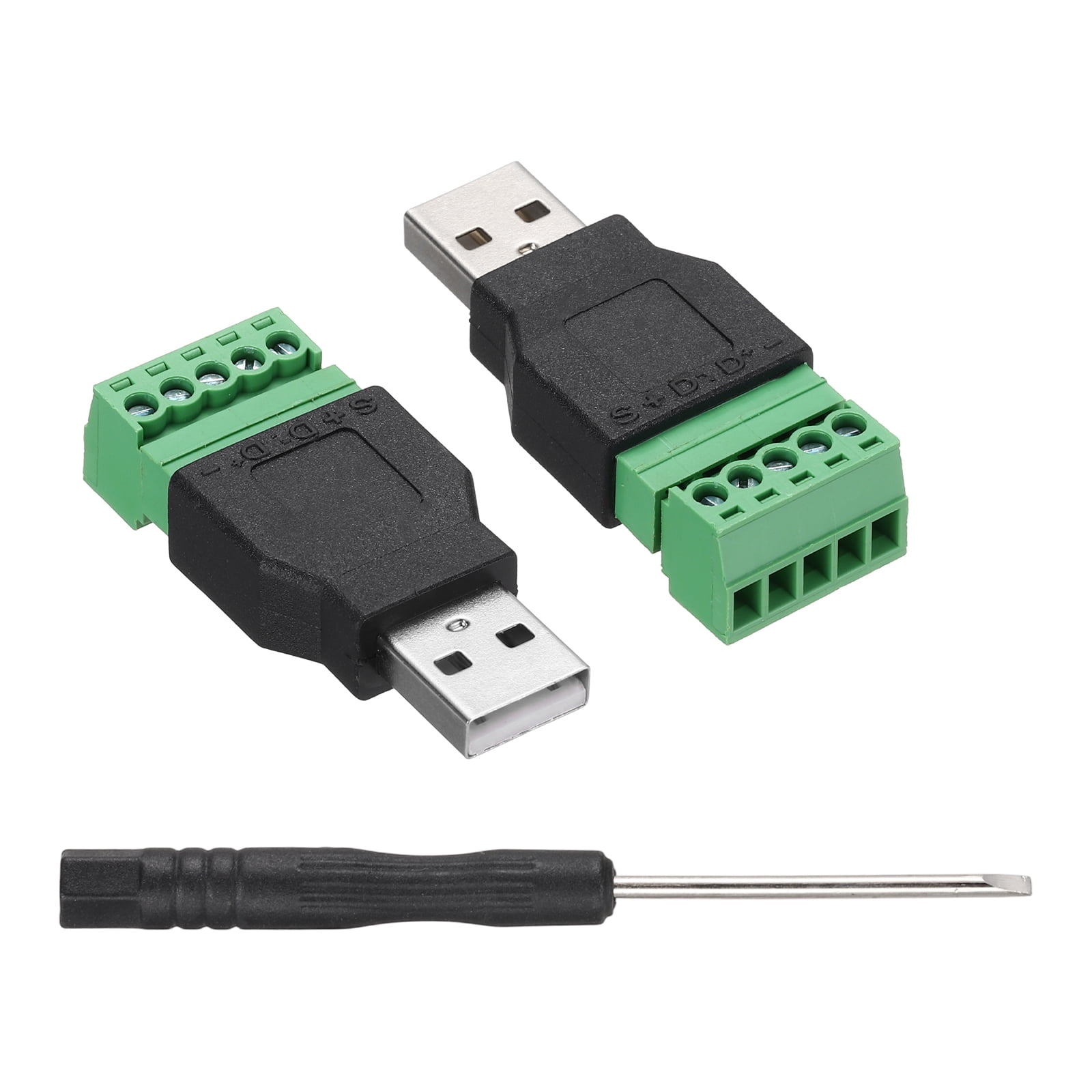 Screw Computer Connecter 2 Pcs USB 2.0 A Screw Terminal Adapter, USB 2.0 Male Plug to 8 Pin ...