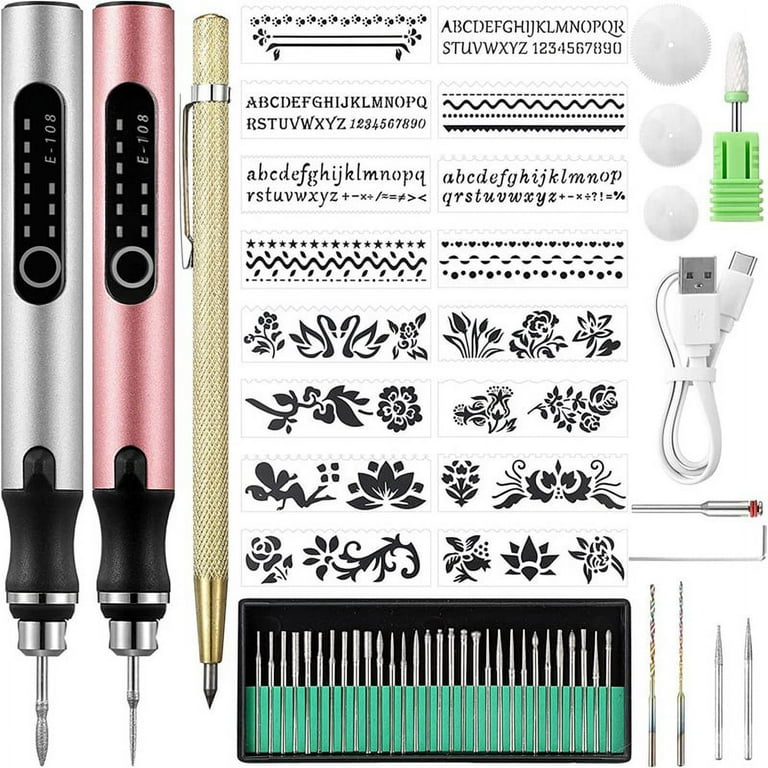 Set Electric Engraving Pen Cordless Carving Pen Rechargeable Micro Engraver  Tool