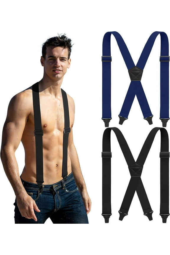 2 Pcs Under Clothing Suspenders for Men Airport Suspenders Plastic Clips Hiking Hidden Suspender for Men