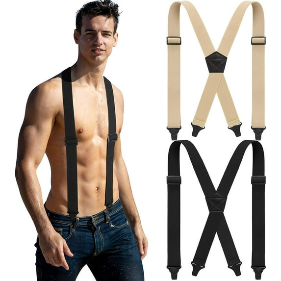2 Pcs Under Clothing Suspenders for Men Airport Suspenders Plastic Clips Hiking Hidden Suspender for Men