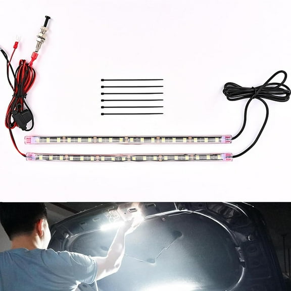 2 Pcs Under Hood LED Light Kit, Automatic On/Off Waterproof Engine Bay Lighting with 12V Universal Fit for Truck, SUV, RV, Boat, Cargo Pickup