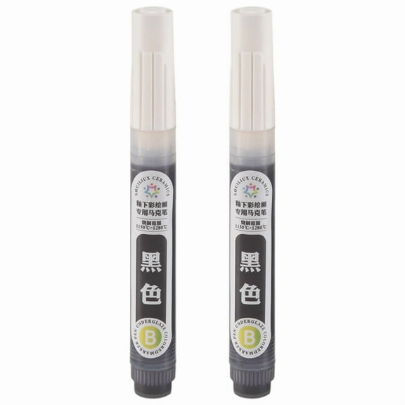 2 Pcs Underglaze Pen Underglaze for Ceramics Ceramic Writing Pen Underglaze Permanent Porcelain Colored Pen (Black)