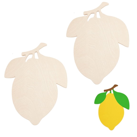 2 Pcs Unfinished Wooden Lemon Cutouts 8.5x11.89 Inch Lemon Shape Wood Cutouts Blank Wood Lemon Wood Tags for DIY Crafts Wedding