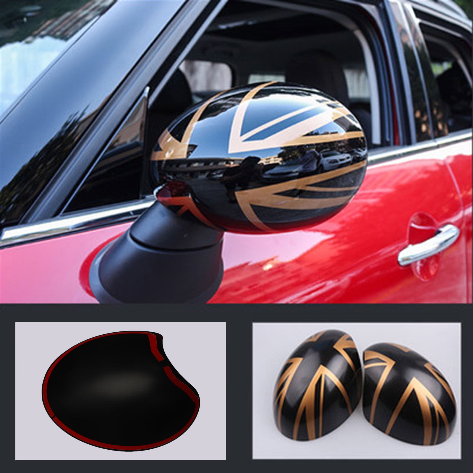 MINI Cooper Black Jack Mirror Covers Stick-on Gen2 - MINI Cooper  Accessories + MINI Cooper Parts