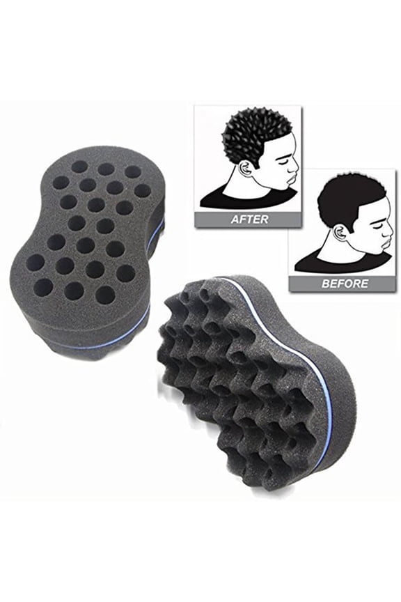 2 Pcs Unisex Double Sided Barber Sponge Hair Brush for Afro Twists Curls Waves Braids