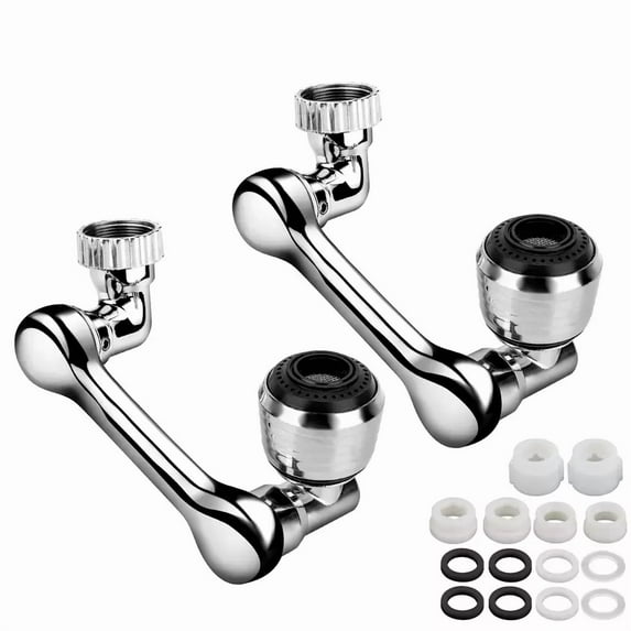 2 Pcs Universal 1080?? Swivel Extension Faucet Aerator Rotate Robotic Arm Extend