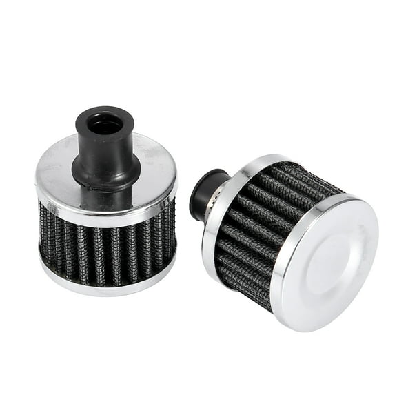 2 Pcs Universal Car Air Intake Filter Cleaner with Adjustable Clamp Silver Tone Black