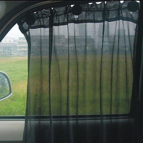 2 Pcs Universal Car Auto UV Protection Side Window Curtain Sun Shade Sunscreen Block Car Privacy Curtains Sunshade Drape Window Shield with Suction Cup for Kids Baby Pets