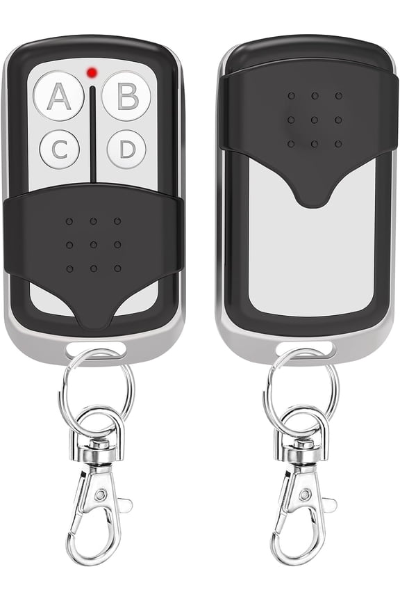 2 Pcs Universal Garage Door Opener Remote Keychain 4-Button Programmable Compatible with Liftmaster Craftsman Opener with Purple Yellow Red Orange Green Learn Button