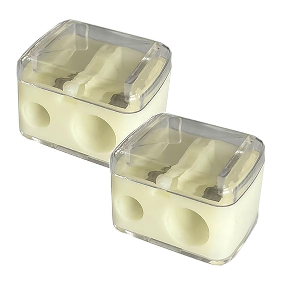 2 Pcs Universal Points Sharpener Pencil Sharpener Double Hole Pencil Sharpener, Two Holes Manual Pencil Sharpener for Standard Pencils, Large Colored Pencils, 1.38x1.18 Inch, White