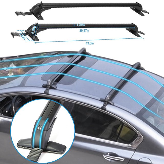 2 Pcs Universal Roof Rack Cross Bars 43" AntiTheft Lock Adjustable