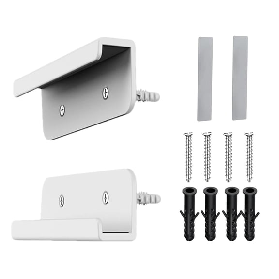 2 Pcs Universal Wall Mounted Tablet Stand Holder, Adhesive Or Screw Mount For Tablets Phones E-Readers Up To 0.6 In Thick, Dual Brackets