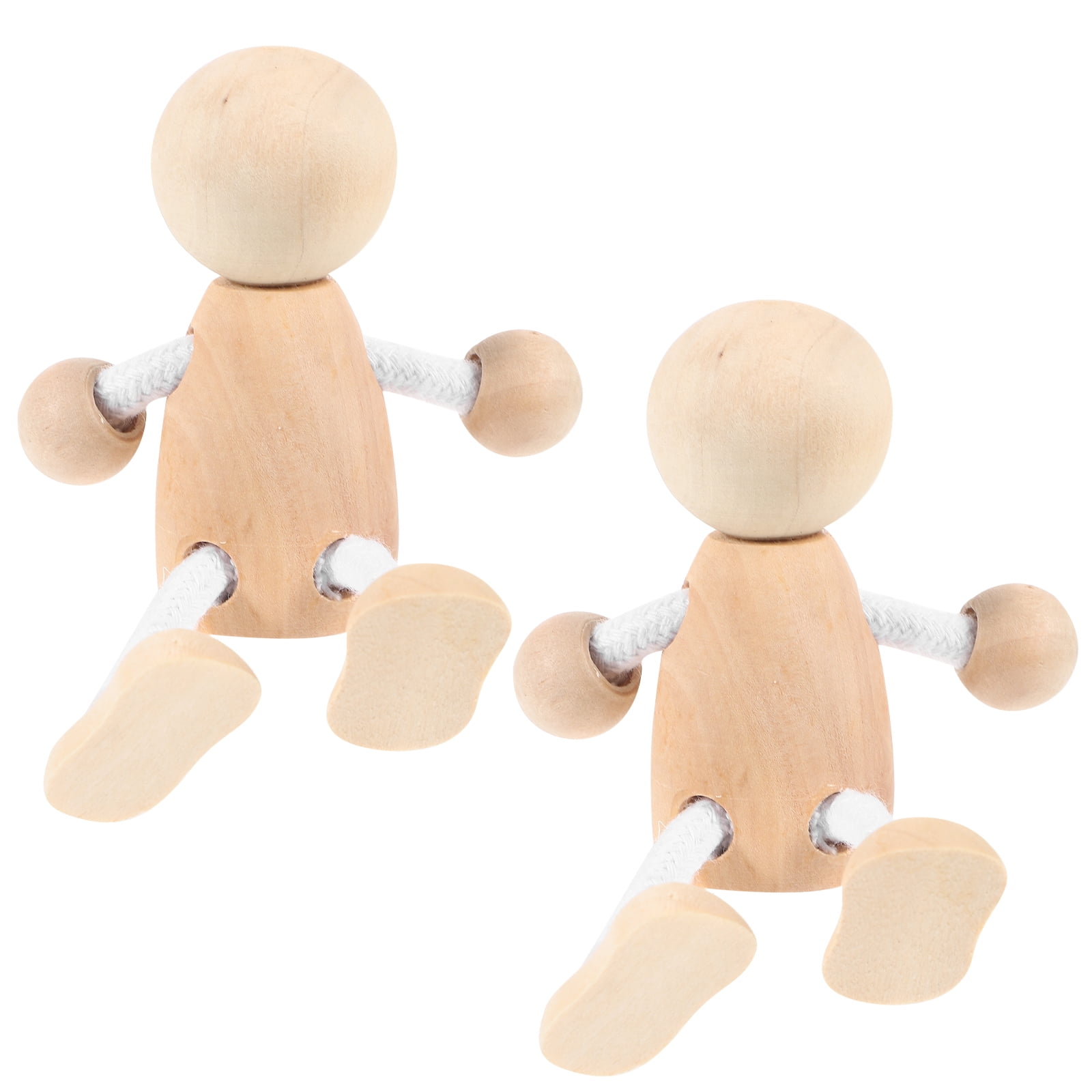 2 Pcs Unpainted Doll Toy Wooden Man DIY Crafts Handmade Toys Child ...