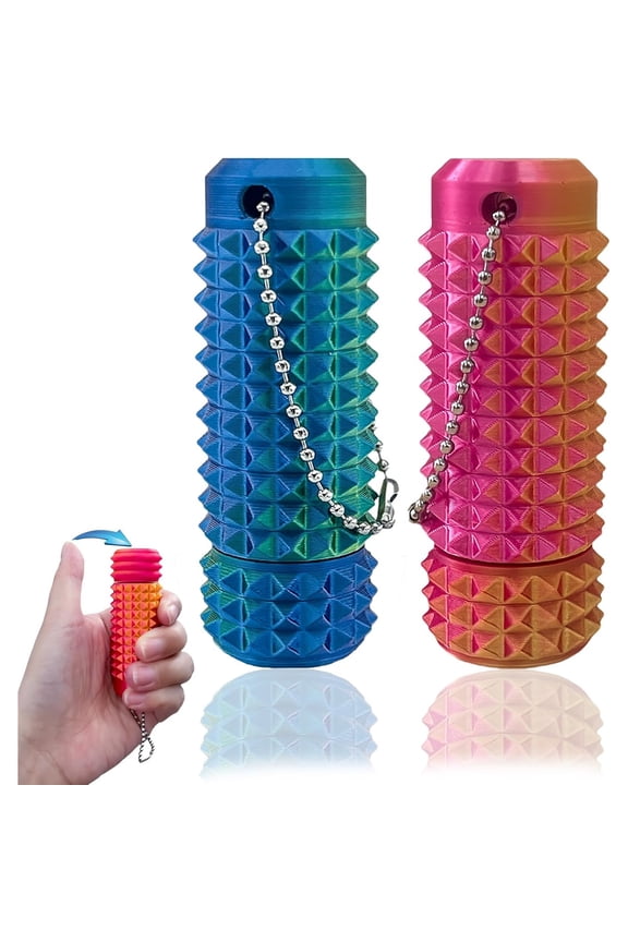 2 Pcs Upgrade Little Pain Ouchies Pain Stim Fidget, 3D Printed Fidget Toys Anxiety Relief Items, Rotatable Grippie Stim Keychain, Stim Toys for Autistic Adults, Hard Spiky Sensory Toys, Novelty Gifts