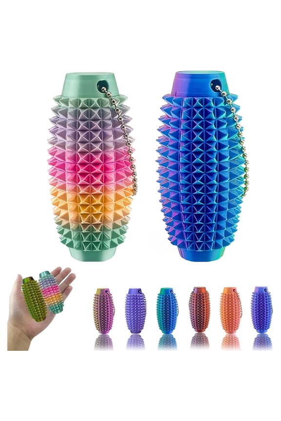 2 Pcs Upgrade Little Pain Ouchies Pain Stim Fidget, 3D Printed Fidget Toys Anxiety Relief Items, Rotatable Grippie Stim Keychain, Stim Toys for Autistic Adults, Hard Spiky Sensory Toys, Novelty Gifts