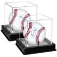 thumbnail image 1 of 2 Pcs Upgraded Baseball Display Case, With Black Base Baseball Holder Display Case, UV Protected Acrylic Cube Baseball Holder Square Clear Box, Memorabilia Autograph Display Ball - Fits Official Size, 1 of 6