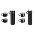 thumbnail image 1 of 2 Pcs Vacuum Insulated Water Bottle Set 500ml 16.9oz Black, Stainless Steel Double Wall Hot Cold Flask with 2 Cups, Leakproof Travel Coffee Thermos Gift Set, Drinkware, 1 of 7