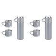 thumbnail image 1 of 2 Pcs Vacuum Insulated Water Bottle Set 500ml 16.9oz Grey, Stainless Steel Double Wall Hot Cold Flask with 2 Cups, Leakproof Travel Coffee Thermos Gift Set, Drinkware, 1 of 7