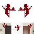 thumbnail image 1 of 2 Pcs Valentine Door Topper Red Heart Cupid Door Frame Corner Decoration Romantic Corner Sign Wooden Decor Valentine's Day Props Gifts Cabinet Knob Covers for Wall Window Decor, 1 of 4