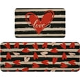 thumbnail image 1 of 2 Pcs Valentines'' Day Kitchen Mat Set Anti Fatigue Striped, Cushioned Kitchen Rugs and Mats Non Skid Washable Waterproof, Love Hearts Kitchen Rug Comfort Mat Set, 17'' x 47'' + 17'' x 30'', 1 of 6