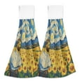 thumbnail image 1 of 2 Pcs Van Gogh and Sunflower Fields Kitchen Hand Towels with Hanging Loops Absorbent Soft Fast Drying Decor Bath Towels, 1 of 7