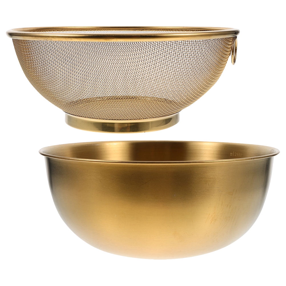 2 Pcs Vegetables Draining Pasta Strainer Stainless Steel Basket Kitchen Basin Rice Washing