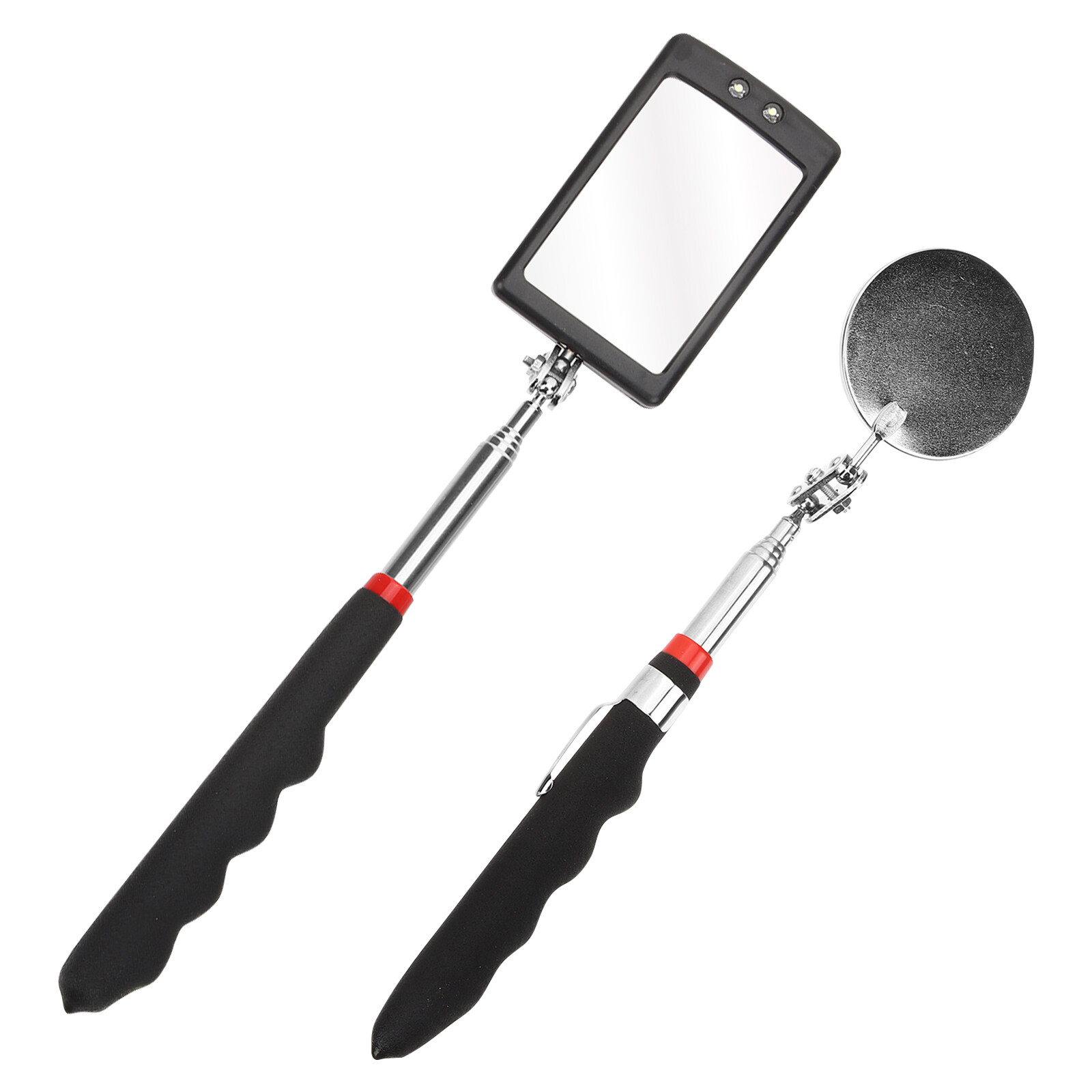 2 Pcs Vehicle Inspection Mirror Flexible Telescoping Telescope Auto