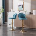 thumbnail image 1 of 2 Pcs Velvet Adjustable Bar Stools Ergonomics Swivel Dining Chair Baby Blue, 1 of 5