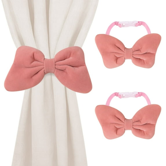 2 Pcs Velvet Bow Curtain Tiebacks Drapes Tie Backs Velvet Curtain Tiebacks Drapes Holders for Bedroom Decor, Baby Nursery Decor Farmhouse Decorations
