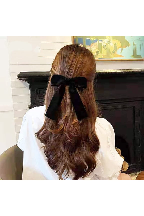 2 Pcs Velvet Hair Ties, Bows for Women, Back to School Gifts Headdress Decor, Hair Band Set, Baby Teen Girl Stuff Hair Styling Accessories, Toddler Girl Cute Hair Clips, Red and Black