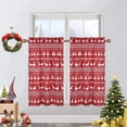 thumbnail image 1 of 2 Pcs Velvet Tier Curtain, Rod Pocket Christmas Tree Deer Print Small Curtain, 1 of 7