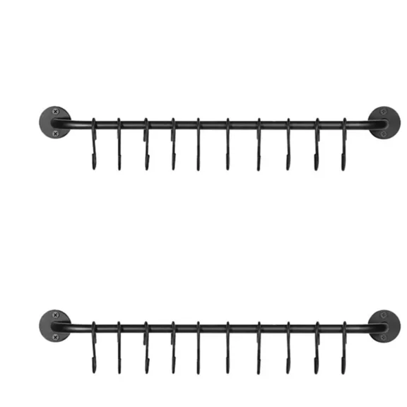 2 Pcs Versatile Iron Coat And Hat Storage Rack With Hooks For Kitchen And Bathroom