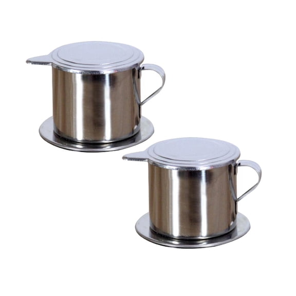 2 Pcs Vietnam Coffee Pot, Stainless Steel Vietnamese Coffee Drip Filter Maker, Traditional Phin Brew Pot Stainless Steel Vietnamese Coffee Drip Filter Coffee Maker for Home Kitchen Office Outdoor