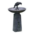 thumbnail image 1 of 2 Pcs Vintage Beware Bird Bath Resin Halloween Crow Skeleton Ornament - Gothic Garden Graveyard Decor with Stone-Look Texture, Water-Tight Bowl for Outdoor Display, 1 of 8