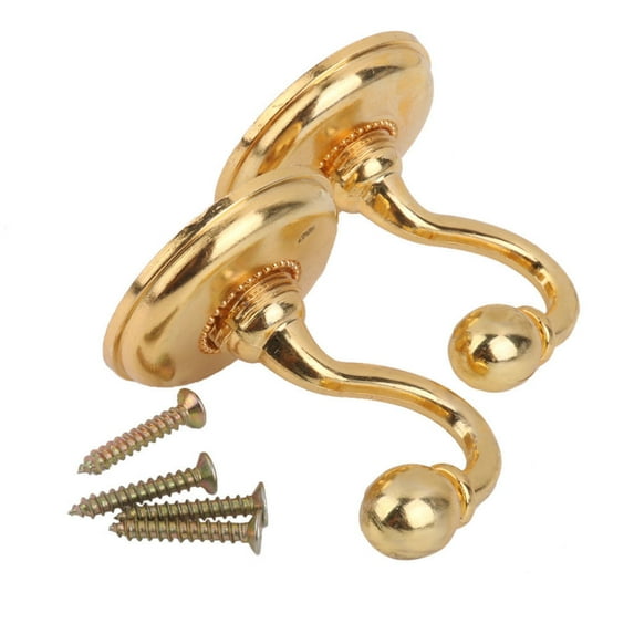 2 Pcs Vintage Coat Hooks, Wall Hooks with Screws for Hanging Purse Hat Keys Clothes Curtain Unique Heavy Duty Bathroom Decor (Gold) 1.89x2.36"