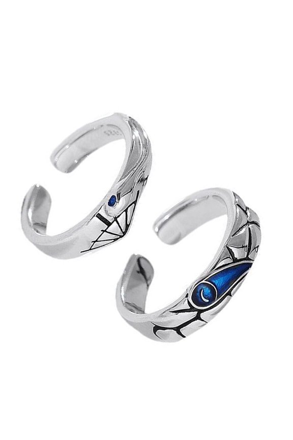 Copper Vintage Couple Rings Eye Design Valentine Jewelry 2Pcs