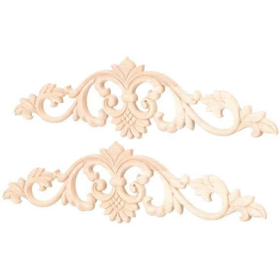Worgeous 2Pcs Furniture Cabinet Door Wood Overlay Decor Elegant Carved Appliques